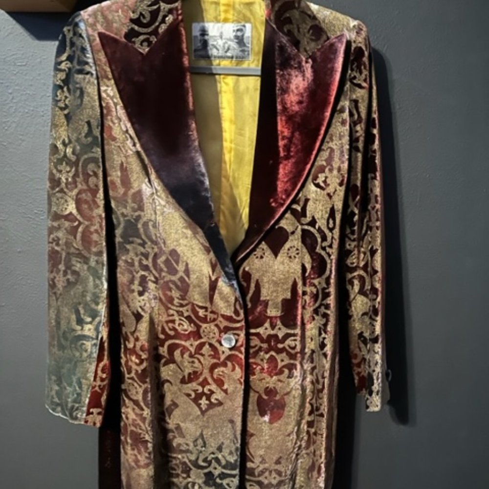 Fiorella Mancini Hand Painted Velvet Blazer - Gold Lion/Paisley Design